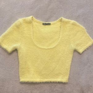 Yellow fluffy Zara top